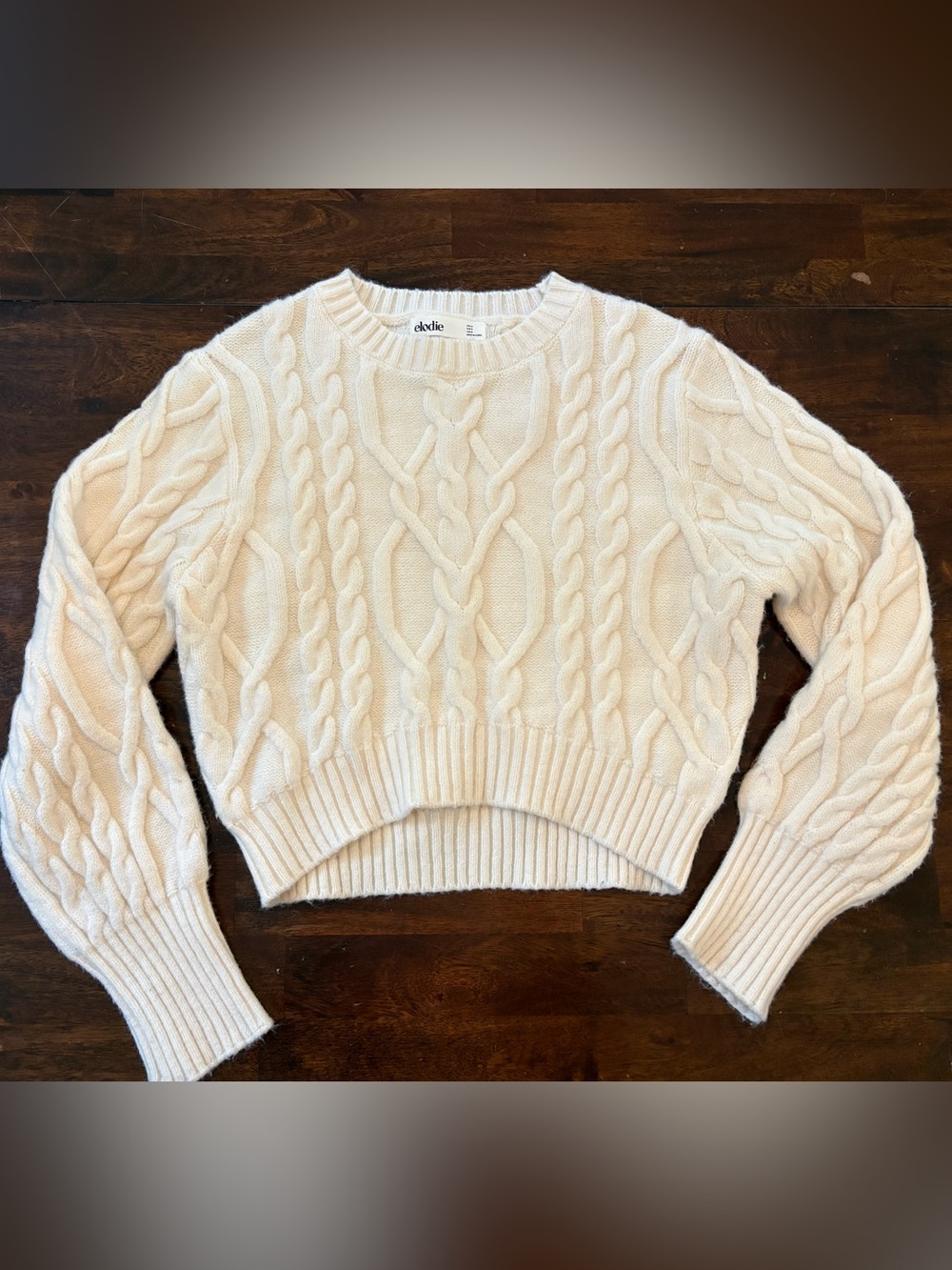 Elodie | Cable Knit Cropped Crewneck Sweater